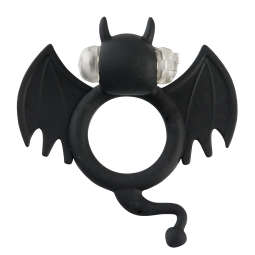 BadBat Black - Vibrační erekční kroužek netopýr