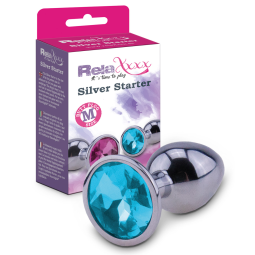RelaXxxx Silver Starter Plug - Anální šperk modrý vel. M