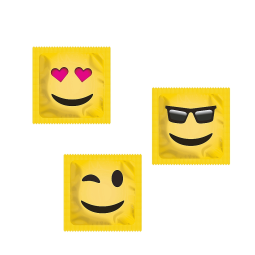 Kondomy s výstupky a 3 různými Emoji