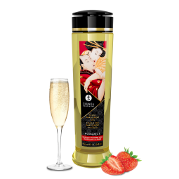 Masážní olej Shunga 240 ml s vůní šampaňského a jahod